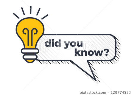 Did you know icon with fun fact text and bulb for question or trivia post. Vector idea for advice and info tag by design. Useful template for quiz banner. Did you know icon with fun fact text and bulb for question or trivia post. Vector idea for advice and info tag by design. Useful template for quiz banner. 129774553