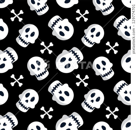 Happy Halloween Night Festival Seamless Pattern Design with Spooky Elements in Illustration Template 129774701