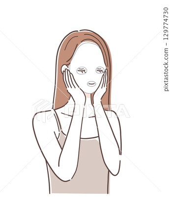 一位戴著面罩的女性的插圖素材 129774730