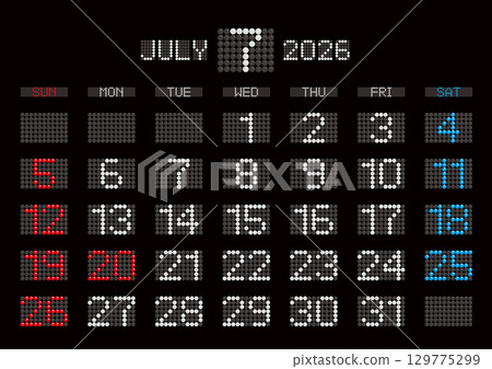 2026年7月電子廣告看板式日曆（週日開始） 129775299