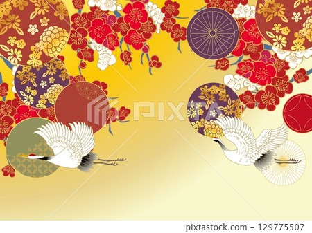 美麗的日本圖案插畫背景 129775507