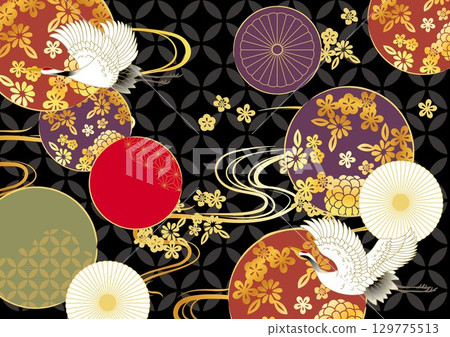 美麗的日本圖案插畫背景 129775513