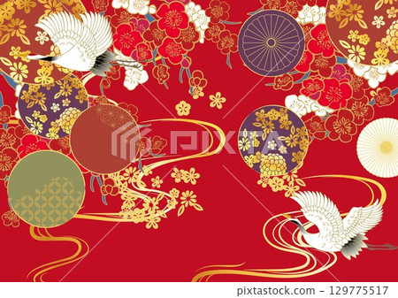 美麗的日本圖案插畫背景 美麗的日本圖案插畫背景 129775517