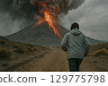 Mt. Aso that erupts 129775798
