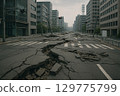 A town cracked by the earthquake 129775799