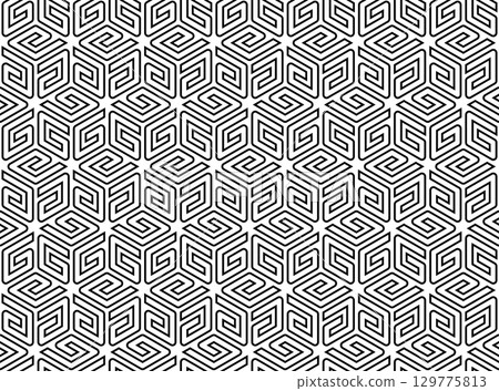 Abstract geometric pattern. A seamless vector background. White and black ornament. Graphic modern pattern. Simple lattice graphic design. Abstract geometric pattern. A seamless vector background. White and black ornament. Graphic modern pattern. Simple lattice graphic design. 129775813