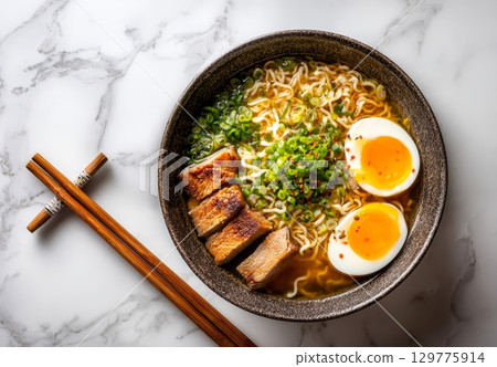 Delicious Japanese ramen 129775914