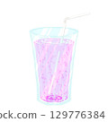 Peach soda with a straw 129776384
