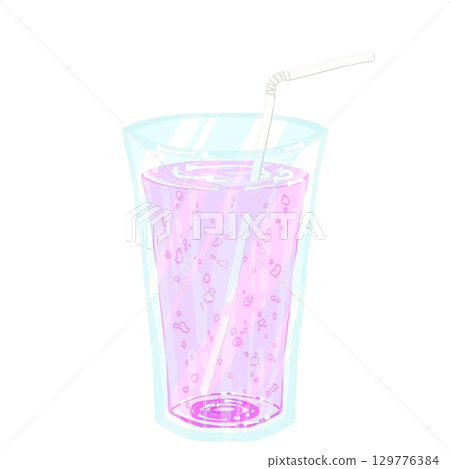 Peach soda with a straw 129776384