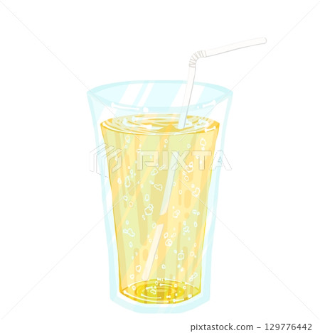 Ginger ale with a straw 129776442