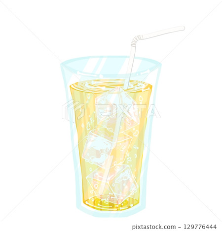 加稻草和冰塊的薑汁汽水 129776444