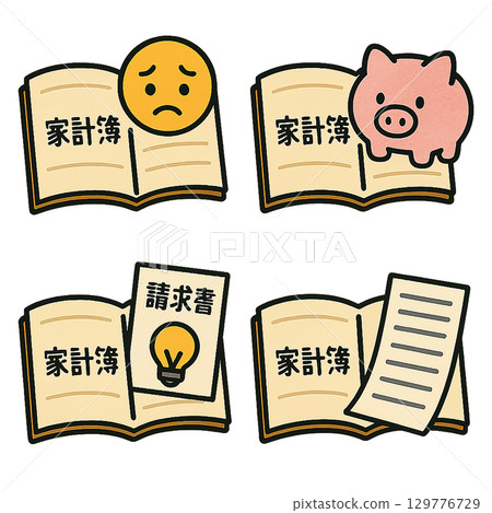 Household account book and multiple icon sets 129776729