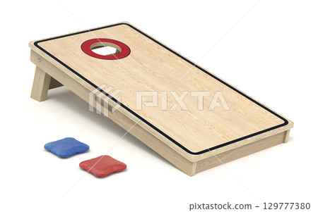 Cornhole board on white background - 3d illustration 129777380