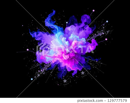Chromatic Nebula Burst: An Ethereal Dance of Vibrant Hues 129777579