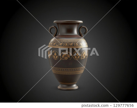 Ancient Greek Amphora Vase with Ornate Floral Decorations Ancient Greek Amphora Vase with Ornate Floral Decorations 129777656