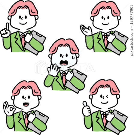 Icon of a man in a suit holding a file (set) 129777903