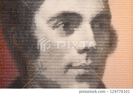 Robert Burns a closeup portrait from Scottish money Robert Burns a closeup portrait from Scottish money 129778101
