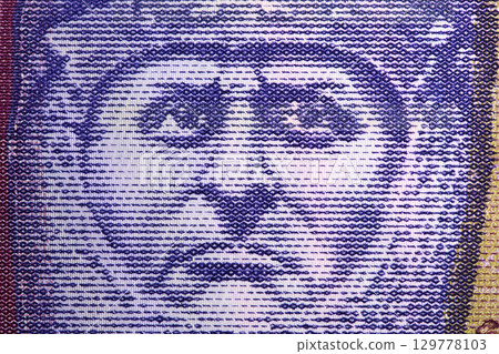 Robert the Bruce a closeup portrait from Scottish money Robert the Bruce a closeup portrait from Scottish money 129778103
