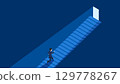 A man in a suit running up the stairs towards a bright light 129778267