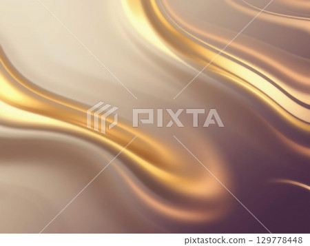 Golden Silk Waves: Luxurious Abstract Flowing Fabric Background 129778448