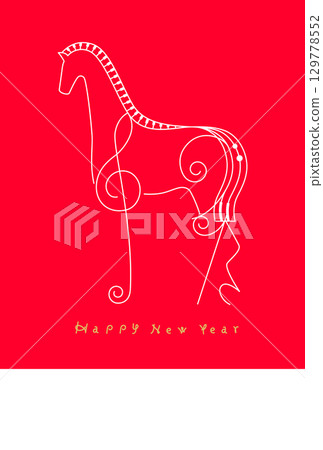 新年素材:簡約時尚的音符馬形新年賀卡素材(馬年、高音譜號) 新年素材:簡約時尚的音符馬形新年賀卡素材(馬年、高音譜號) 129778552