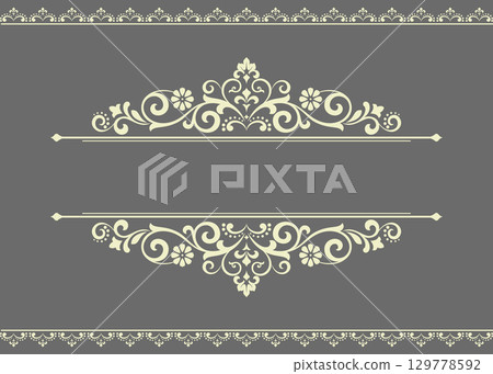 Vintage gray and beige element. Graphic vector design. Damask graphic ornament 129778592
