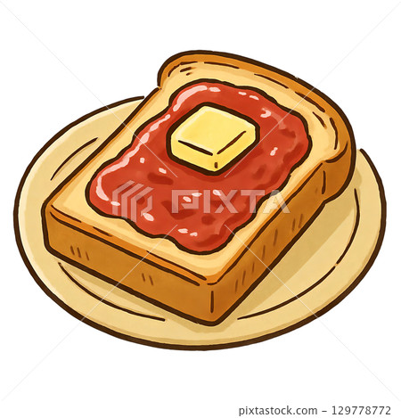 Delicious jam butter toast cutout illustration 129778772