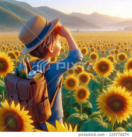 向日葵田裡的孩子 {25} 129778874