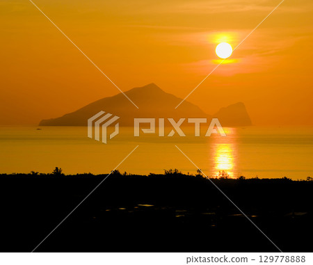Aerial view of Guishan Island at sunrise,taiwan Aerial view of Guishan Island at sunrise,taiwan 129778888