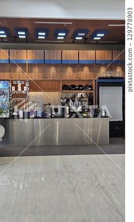 this is food and drink display at cafe this is food and drink display at cafe 129778903