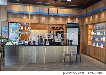 this is food and drink display at cafe this is food and drink display at cafe 129778905