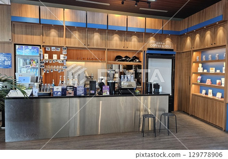 this is food and drink display at cafe this is food and drink display at cafe 129778906