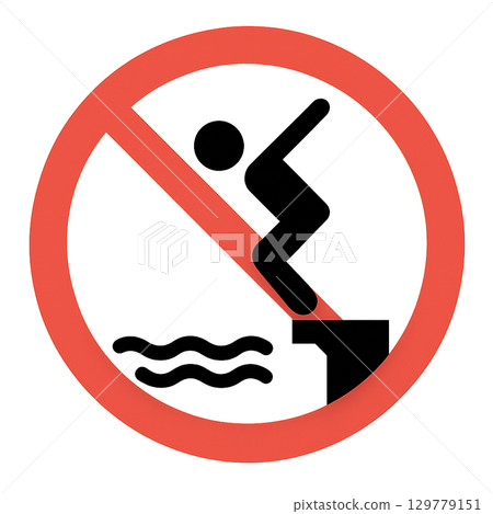 A simple icon indicating no diving. A simple icon indicating no diving. 129779151