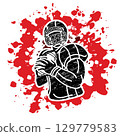 American Football Player Action Cartoon Sport Graphic Vector 129779583
