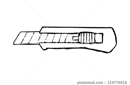 刀具和刀片的手繪插圖 129779918
