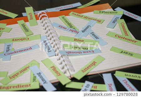 colorful English vocabulary flash cards 129780028