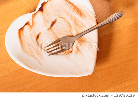 Closeup of dirty saucer plate. Closeup of dirty saucer plate. 129780129