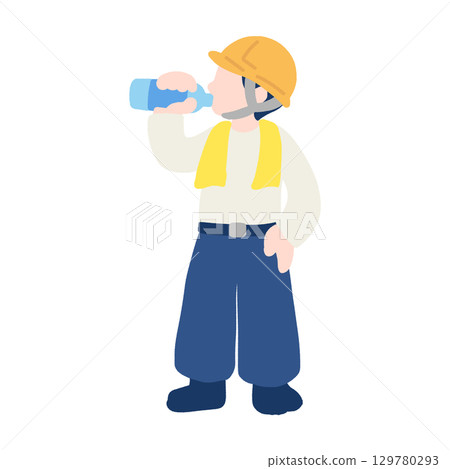 工人(木匠)補水的平面插圖 工人(木匠)補水的平面插圖 129780293