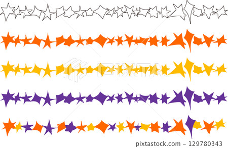 Cute hand drawn star line set 129780343