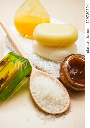 Set for care of skin body, bath accessories 129780394