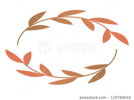 帶有棕色秋葉的樹枝裝飾框架 帶有棕色秋葉的樹枝裝飾框架 129780650