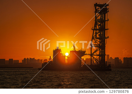 若洲海濱公園的日落 129780876