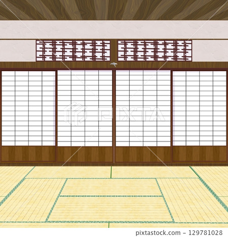 Japanese room with tatami 129781028