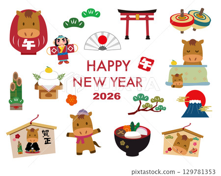 2026年馬年賀年卡素材套裝 2026年馬年賀年卡素材套裝 129781353