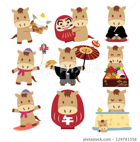 2026年馬年賀年卡素材套裝 129781356