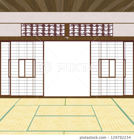 Japanese room with tatami Japanese room with tatami 129782234