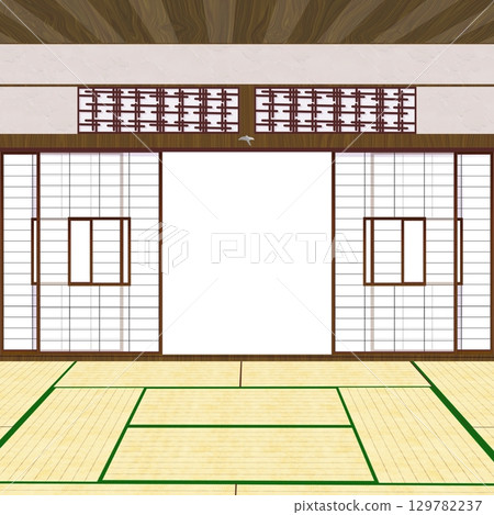 Japanese room with tatami Japanese room with tatami 129782237