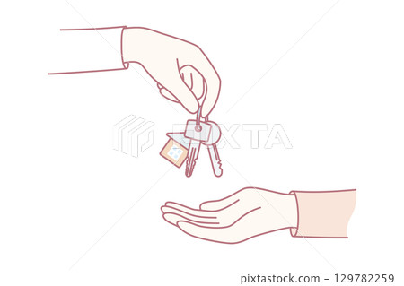 Realtor give keys to client buyer 129782259