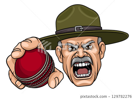 Drill Instructor Sergeant Bootcamp Cricket Mascot Drill Instructor Sergeant Bootcamp Cricket Mascot 129782276