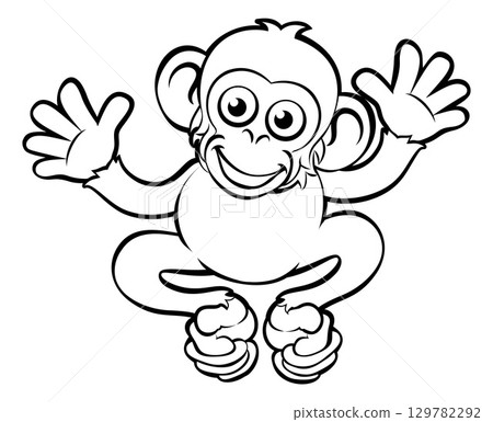Chimp Ape Monkey Cartoon Animal Illustration Chimp Ape Monkey Cartoon Animal Illustration 129782292